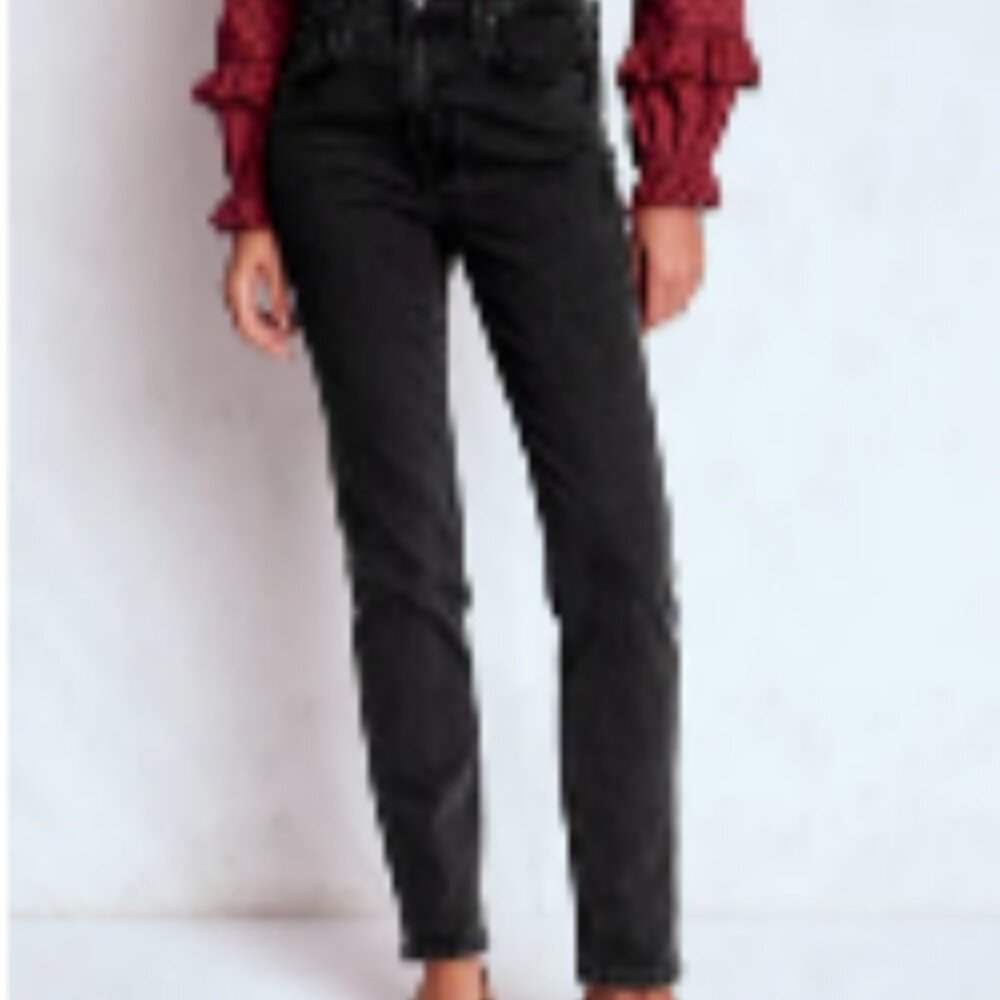 Boden Girlfriend Straight Black Jeans US 12 EUC Preppy Indie Basic NormCore